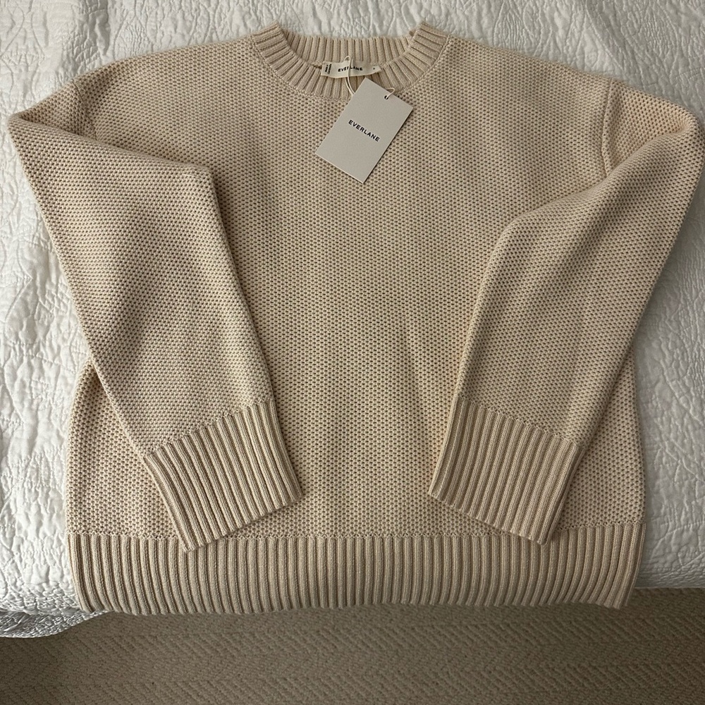 NWT - Everlane Cotton Honeycomb Square Crew Sweater